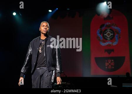 Concord, USA. 18th Sep, 2021. Masego performs on Day One of the Lights on Festival at Concord Pavilion on September 18, 2021 in Concord, California. (Photo by Chris Tuite/imageSPACE)/Sipa USA Credit: Sipa USA/Alamy Live News Stock Photo