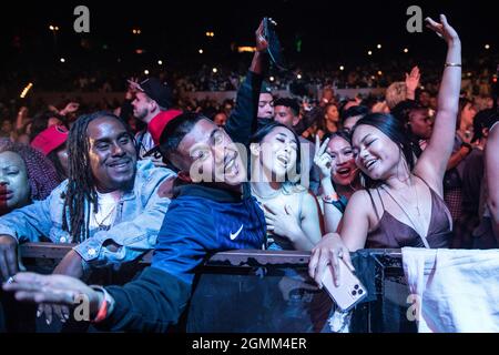 Concord, USA. 18th Sep, 2021. Crowd on Day One of the Lights on Festival at Concord Pavilion on September 18, 2021 in Concord, California. (Photo by Chris Tuite/imageSPACE)/Sipa USA Credit: Sipa USA/Alamy Live News Stock Photo