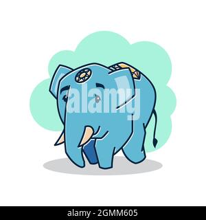 Big Friendly Elephant Walking Running Zoo Cartoon Character Stock Vector