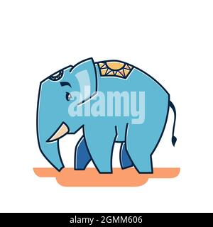Big Friendly Elephant Standing Walking Zoo Cartoon Character Stock Vector