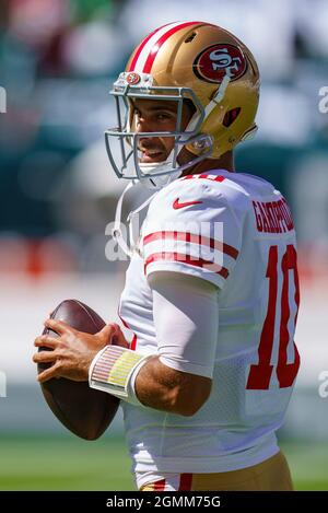 San Francisco 49ers quarterback Jimmy Garoppolo during an NFL football game  against the Seattle Seahawks, Sunday, Dec. 5, 2021, in Seattle. The Seahawks  won 30-23. (AP Photo/Ben VanHouten Stock Photo - Alamy