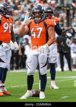 Denver Broncos linebacker Josey Jewell (47) celebrates an interception  against the Kansas City Chiefs of an NFL football game Sunday, December 11,  2022, in Denver. (AP Photo/Bart Young Stock Photo - Alamy