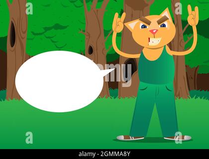 Rock and roll cat cartoon vector illustration for print design isolated ...