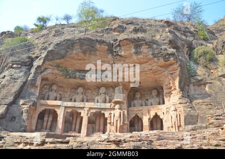 gopachal parvat jain temple gwalior Stock Photo