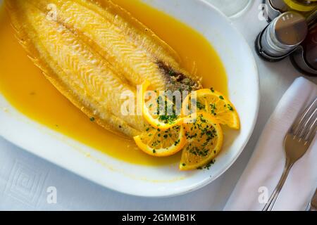 Common sole with orange Stock Photo