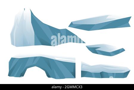 Set of nature winter arctic iceberg in different shapes vector illustration on white background Stock Vector