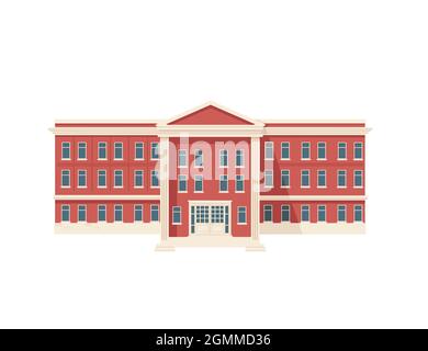 Red color classic USA architecture government building vector ...