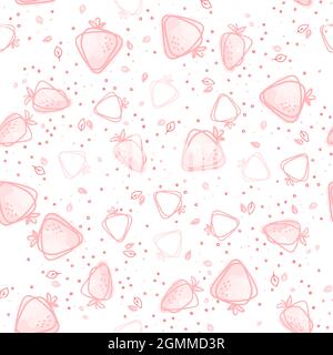 Seamless pattern from set of red doodle hand drawn strawberries. Vector illustration. EPS 10 Stock Vector