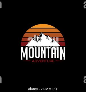 mountain adventure vector illustrations, sunset outdoor peak logo design Vector Stock Vector