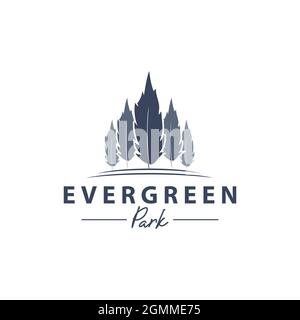 Evergreen Timberland park logo design vector, forest outdoor graphic illustrations Stock Vector