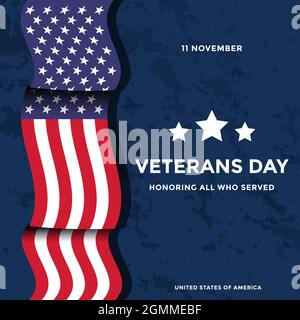 simple veterans day concept design vector. 11 november, honoring all who served Stock Vector