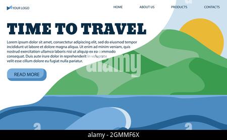 Vector illustration banner template for travel light to the sea, in a flat style. Stock Vector