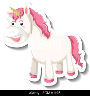 Cute unicorn standing pose on white background illustration Stock Vector