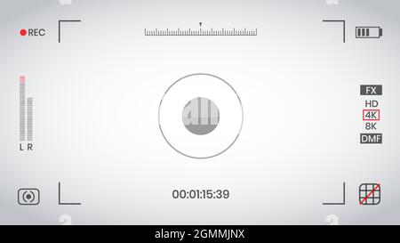 Camera viewfinder video or photo frame recorder flat style design vector illustration. Digital camera viewfinder with exposure settings and focusing g Stock Vector