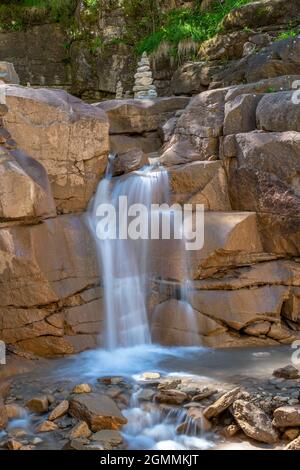 Waterfall in Bletterbach gorge near Bozen, South Tyrol Stock Photo