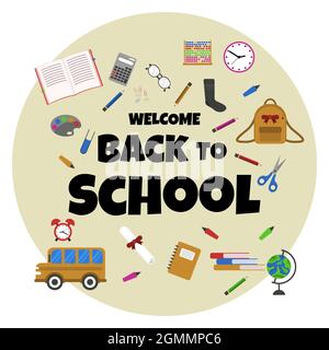 Welcome Back To School Circle Study Education Concept Vector Background Stock Vector
