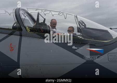 Mosnov, Czech Republic. 18th Sep, 2021. Days of NATO and the Czech Air Force Days in Ostrava - Mosnov airport, Czech Republic, September 18, 2021. Pictured airplane L-39NG. Credit: Jaroslav Ozana/CTK Photo/Alamy Live News Stock Photo