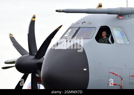 Mosnov, Czech Republic. 18th Sep, 2021. Days of NATO and the Czech Air Force Days in Ostrava - Mosnov airport, Czech Republic, September 18, 2021. Pictured airplane A400M Atlas. Credit: Jaroslav Ozana/CTK Photo/Alamy Live News Stock Photo