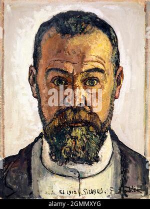 Ferdinand Hodler (1853-1918), Swiss symbolist painter, self portrait painting, 1912 Stock Photo