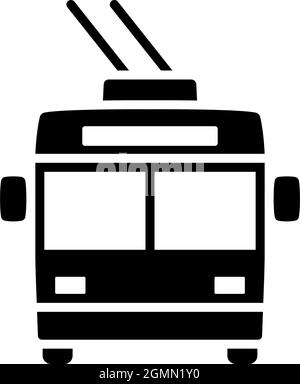 Trolleybus Icon. Black Stencil Design. Vector Illustration. Stock Vector