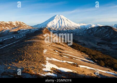 Mount Ngauruhoe in early morning light, Tongariro Northern Circuit, Tongariro National Park Stock Photo