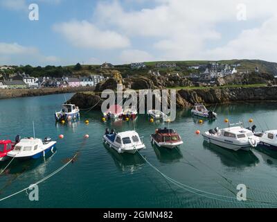 View across Portpatrick village harbour historical county of Wigtownshire Dumfries and Galloway Scotland  located on west coast of Rhins of Galloway Stock Photo