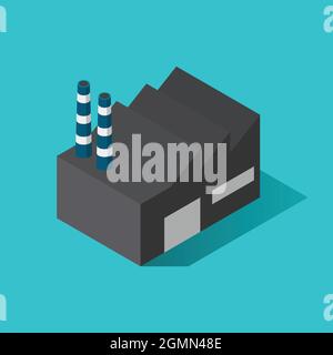 Factory building isometric view. Vector illustration Stock Vector