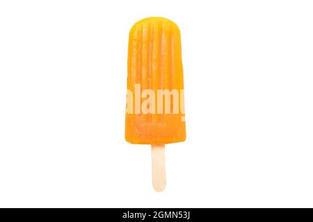 Orange Popsicle Isolated on White background with Clipping Path Stock Photo