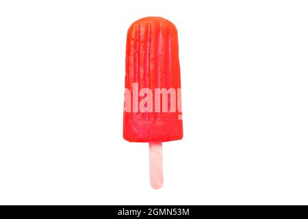 Raspberry Popsicle Isolated on White background with Clipping Path Stock Photo