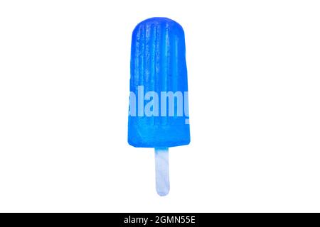 Blueberry Popsicle Isolated on White Background with Clipping Path Stock Photo