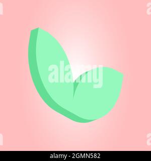 Graphic Simple Leaves concept. Three-dimensional isolated Green Plant. Vector illustration Stock Vector