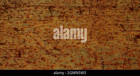 Rusty grunge background. Texture of spots, stains, ink, dots, scratches. Damaged gold backdrop. Distressed dirty artistic design element Stock Vector