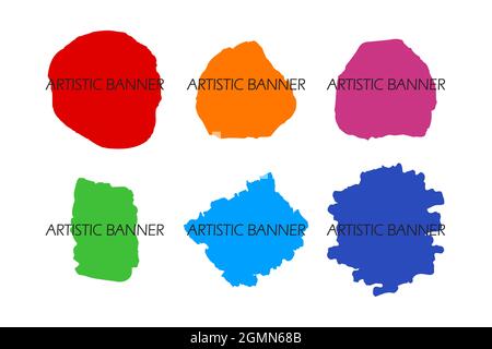 Colorful abstract curved edges shapes brushstroke paint isolated on white background for graphic design web, label, banner, sticker. Vector illustrati Stock Vector
