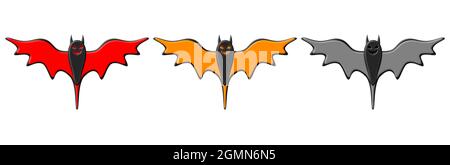 Set of evil Bats isolated on white Background. Objects for Halloween concept. Copy space Stock Photo