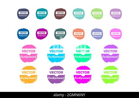 Colorful round brushstroke paint stains isolated on white background for graphic design label, banner, sticker. Abstract vector illustration set. Past Stock Vector