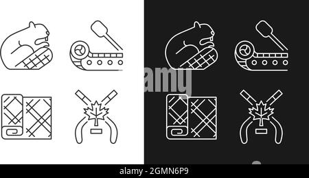 Historical heritage of Canada linear icons set for dark and light modes set Stock Vector