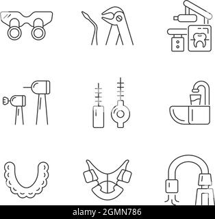 Dental visit linear icons set for dark and light mode Stock Vector ...