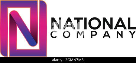 Letter N logo design bright color purple and pink gradation Stock Vector