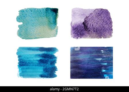 Watercolor brushstroke, paintbrush paint stains for your text and design element, isolated on white background. Abstract grunge texture vector illustr Stock Vector