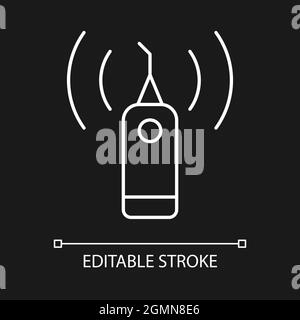 Ultrasonic teeth cleaner white linear icon for dark theme Stock Vector