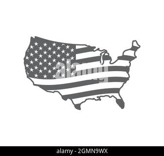 USA map Flag. US. Icon. Stock Vector