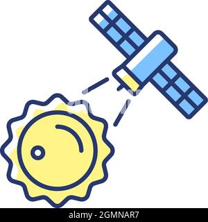 Sun observation process yellow RGB color icon Stock Vector