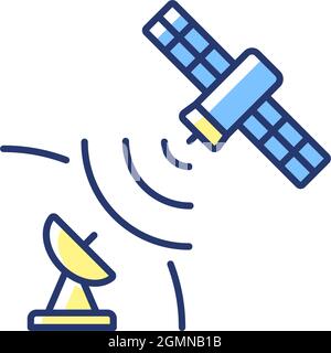 Satellite signal blue, green RGB color icon Stock Vector