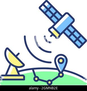 Global Positioning System blue, green RGB color icon Stock Vector