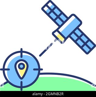 Navigation Satellite blue RGB color icon Stock Vector
