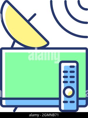 Satellite television blue, green RGB color icon Stock Vector