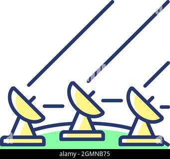 Ground Satellite system yellow RGB color icon Stock Vector