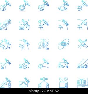 Satellites types gradient linear vector icons set Stock Vector