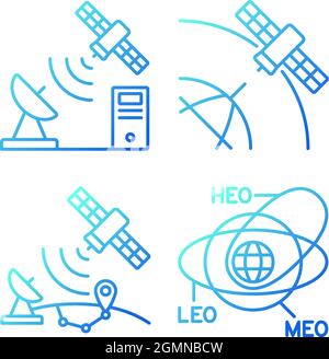 Satellite radionavigation gradient linear vector icons set Stock Vector