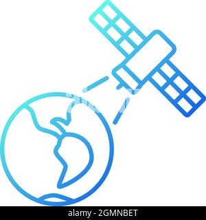 Earth observation process gradient linear vector icon Stock Vector